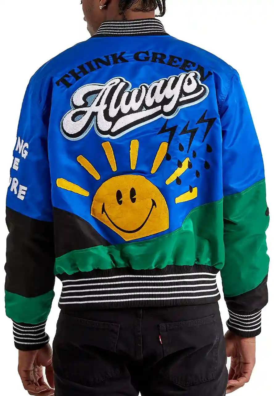 First Row Think Green Always Varsity Jacket First Row Think Green Always Varsity Jacket - Image 2