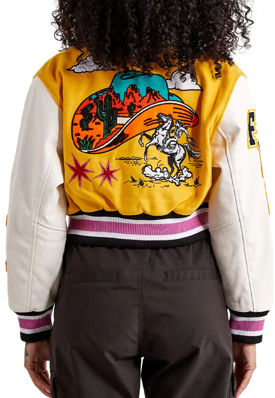 First Row Wild And Free Yellow Varsity Jacket First Row Wild And Free Yellow Varsity Jacket - Image 2