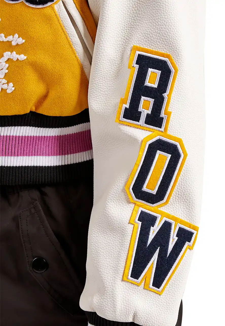 First Row Wild And Free Yellow Varsity Jacket First Row Wild And Free Yellow Varsity Jacket - Image 4