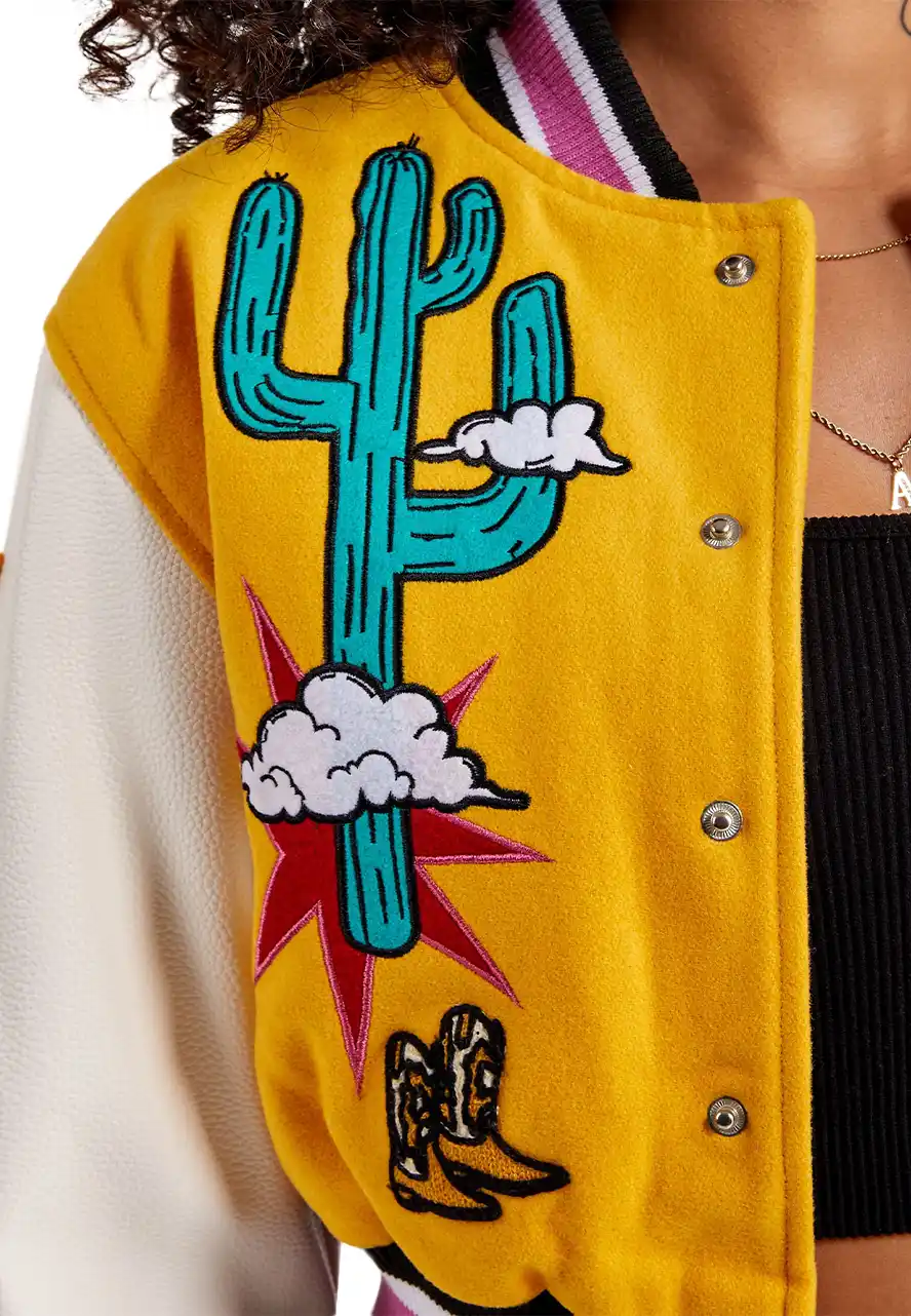 First Row Wild And Free Yellow Varsity Jacket First Row Wild And Free Yellow Varsity Jacket - Image 5