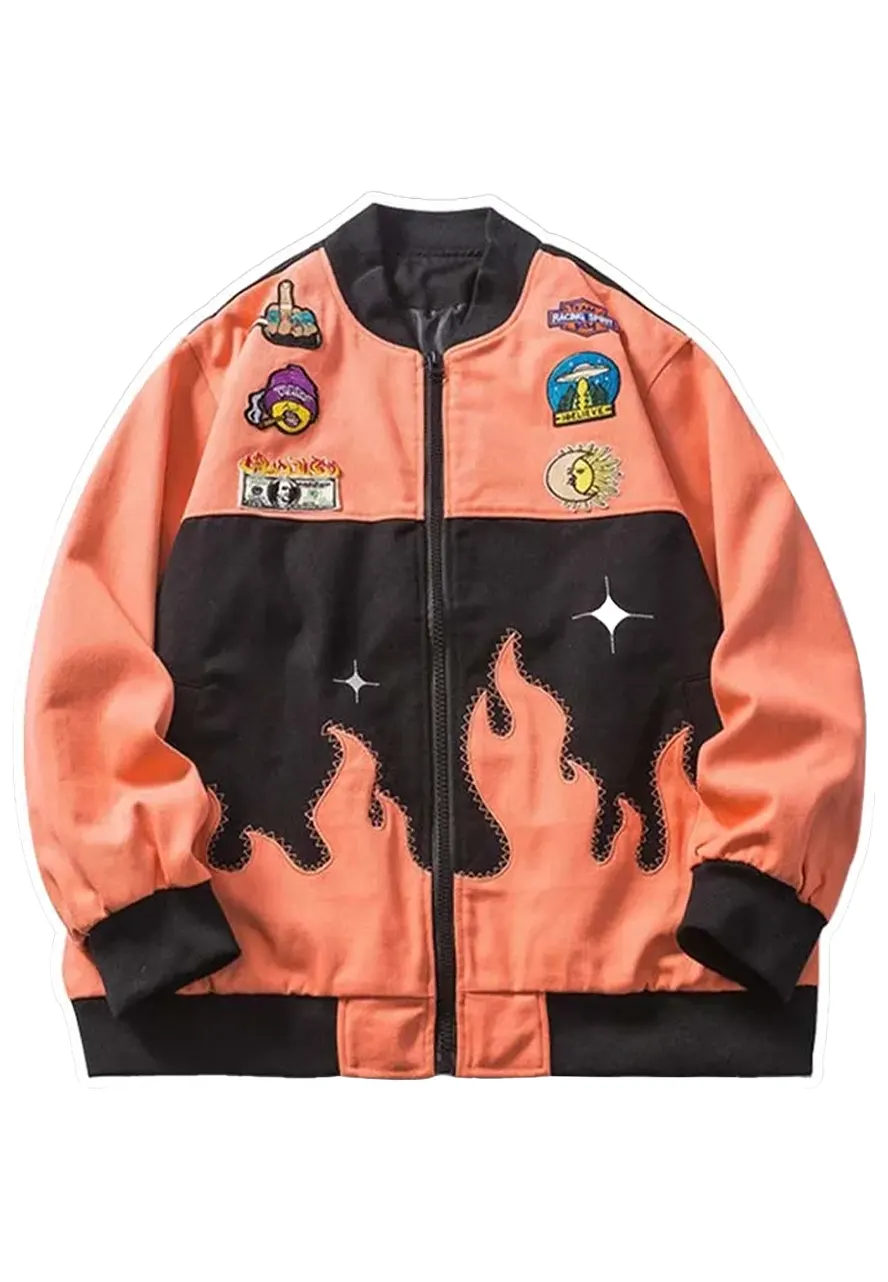 Flame Retro Baseball Jacket Flame Retro Baseball Jacket