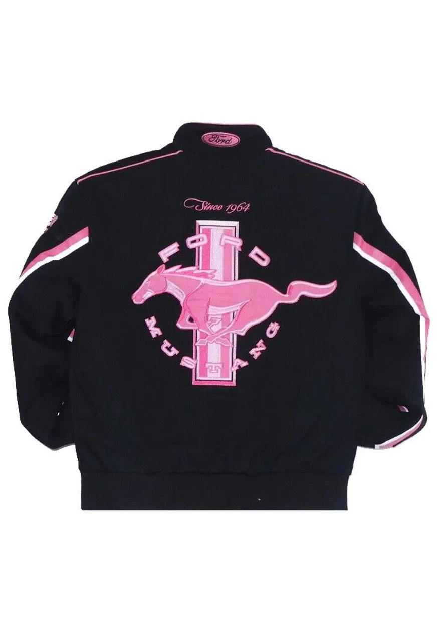 Ford Mustang Racing Jacket ford mustang racing black and pink jacket