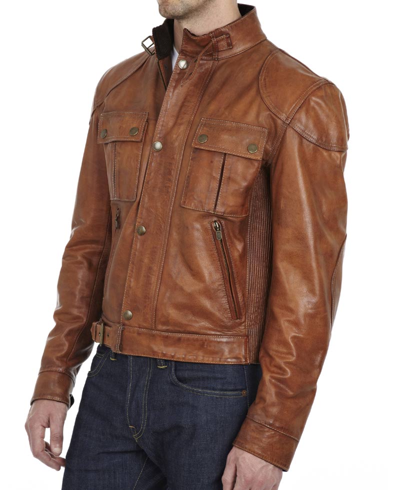 Men's Gangster Brown Leather Motorcycle Jacket Men's Gangster Brown Leather Motorcycle Jacket - Image 3