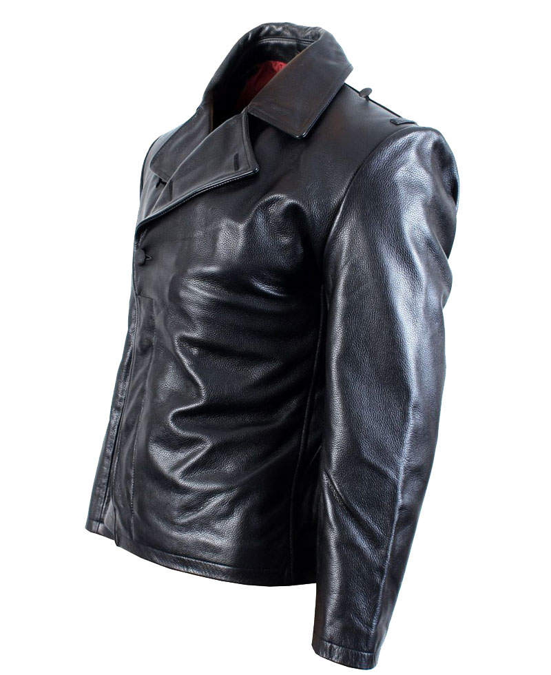 Men's U-Boats German Black Leather Jacket Men's U-Boats German Black Leather Jacket - Image 2