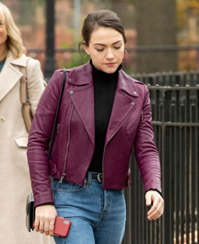 Rachel Bay Jones God Friended Me Purple Leather Jacket Rachel Bay Jones God Friended Me Purple Leather Jacket