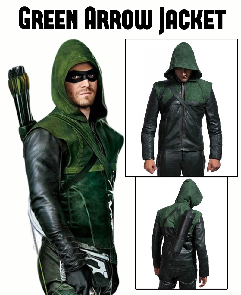 Stephen Amell Green Arrow Leather Jacket green arrow jacket costume