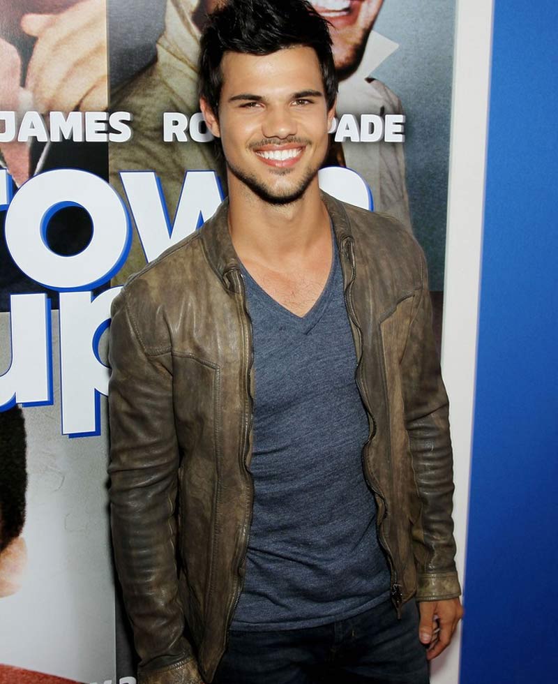Taylor Lautner Grown Ups 2 Premiere Distressed Leather Jacket Taylor Lautner Grown Ups 2 Premiere Distressed Leather Jacket - Image 3
