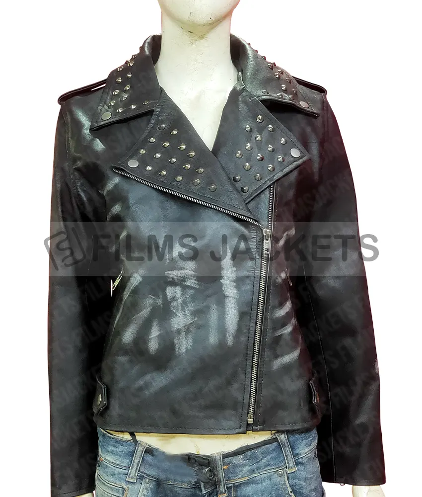 Guns Akimbo Samara Weaving Black Leather Jacket Guns Akimbo Samara Weaving Black Leather Jacket - Image 4
