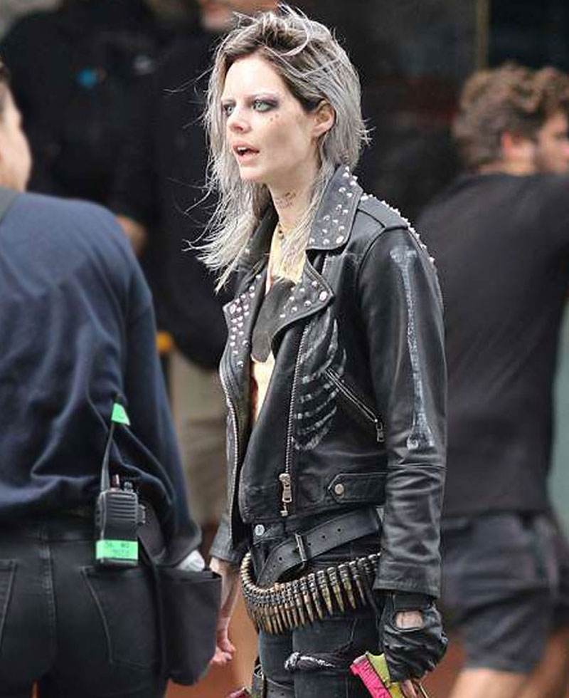 Guns Akimbo Samara Weaving Black Leather Jacket Guns Akimbo Samara Weaving Black Leather Jacket - Image 2