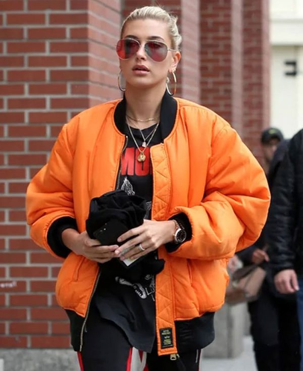 Hailey Baldwin Oversize Bomber Jacket