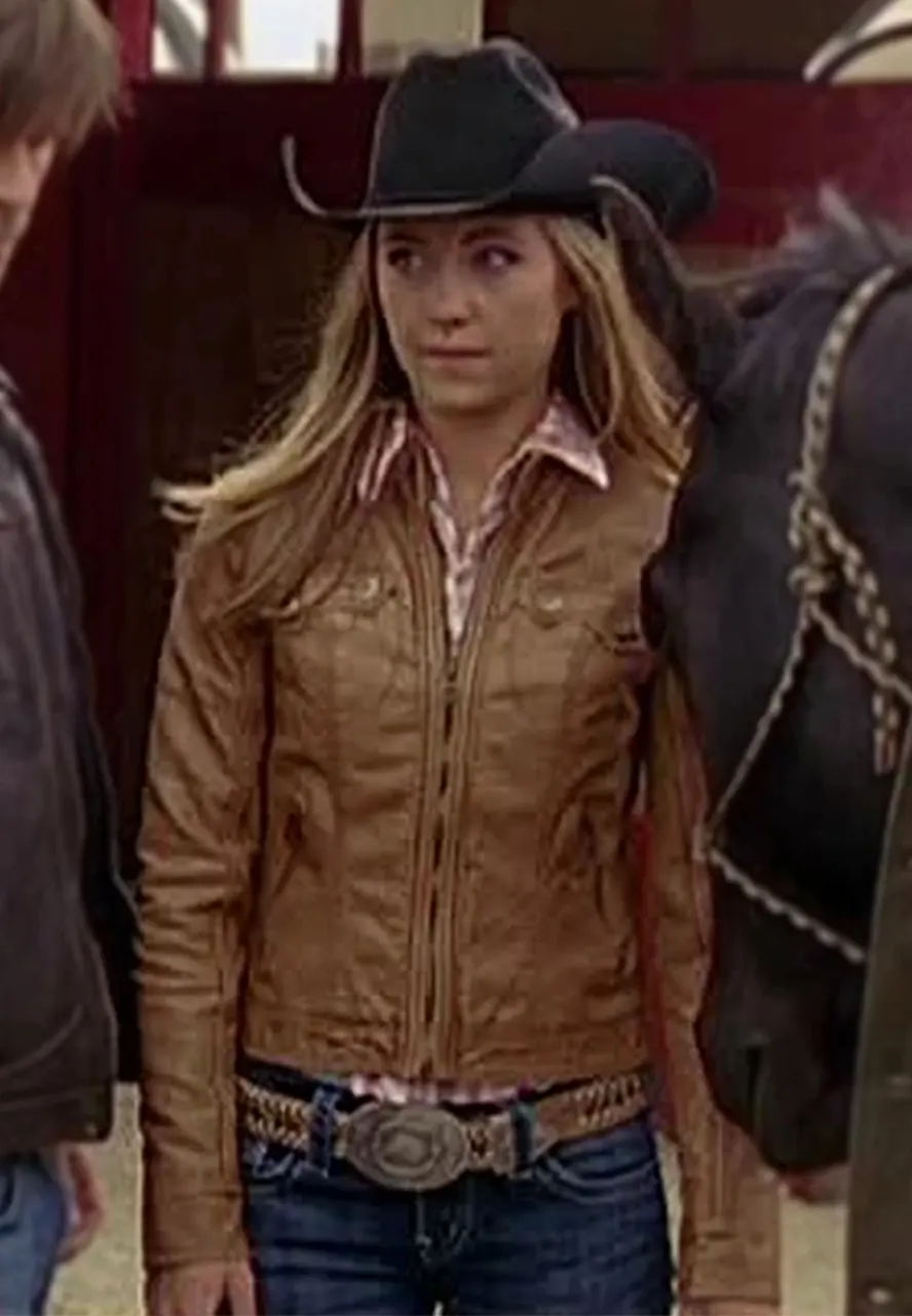 Amber Marshall Heartland Tan Brown Leather Jacket Amber Marshall Heartland Tan Brown Leather Jacket - Image 4