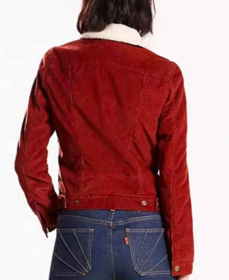 Amber Marshall Heartland Burgundy Shearling Jacket Amber Marshall Heartland Burgundy Shearling Jacket - Image 2