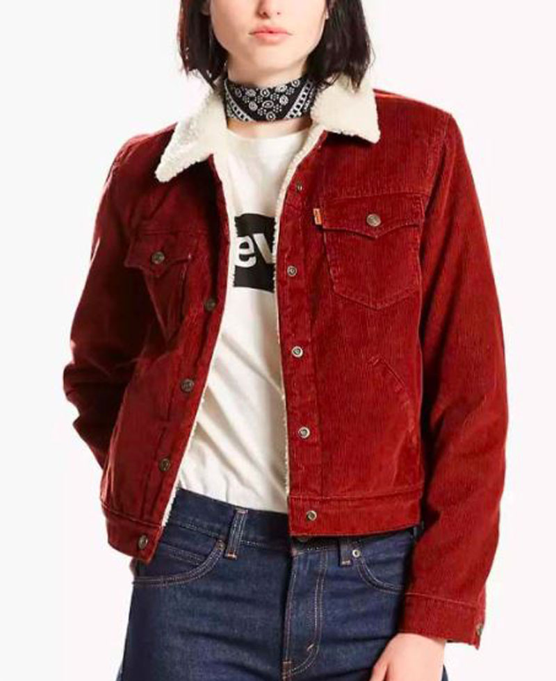 Amber Marshall Heartland Burgundy Shearling Jacket