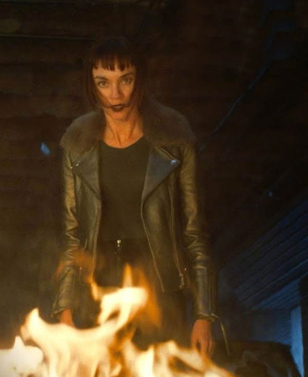 Sydney Lemmon Helstrom Leather Jacket with Fur Collar