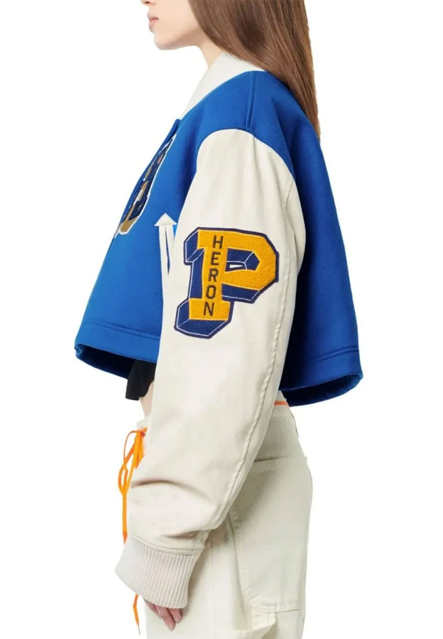 Heron Patches Cropped Varsity Jacket Heron Patches Cropped Varsity Jacket - Image 3