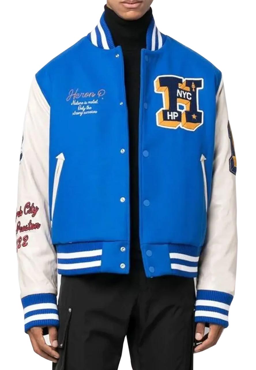 Heron Patches Wool Varsity Jacket Heron Patches Wool Varsity Jacket