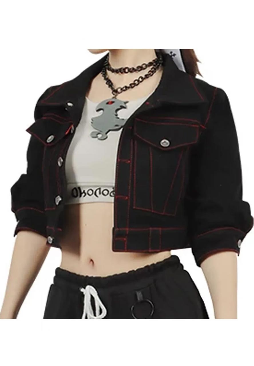 Hip Street FFXIV Cropped Black Jacket Hip Street FFXIV Cropped Black Jacket - Image 5