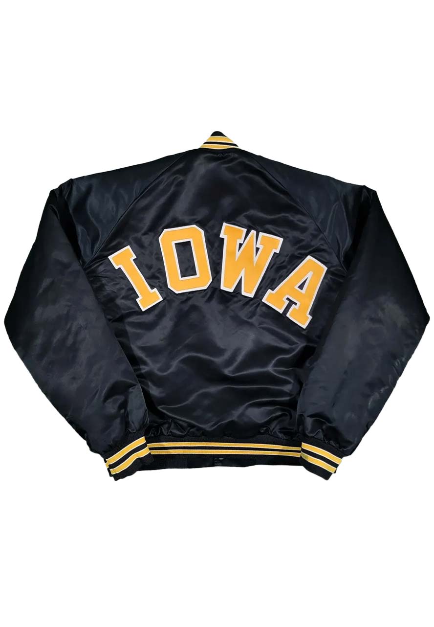 Iowa Hawkeyes 80s Black Satin Jacket Iowa Hawkeyes 80s Black Satin Jacket - Image 2