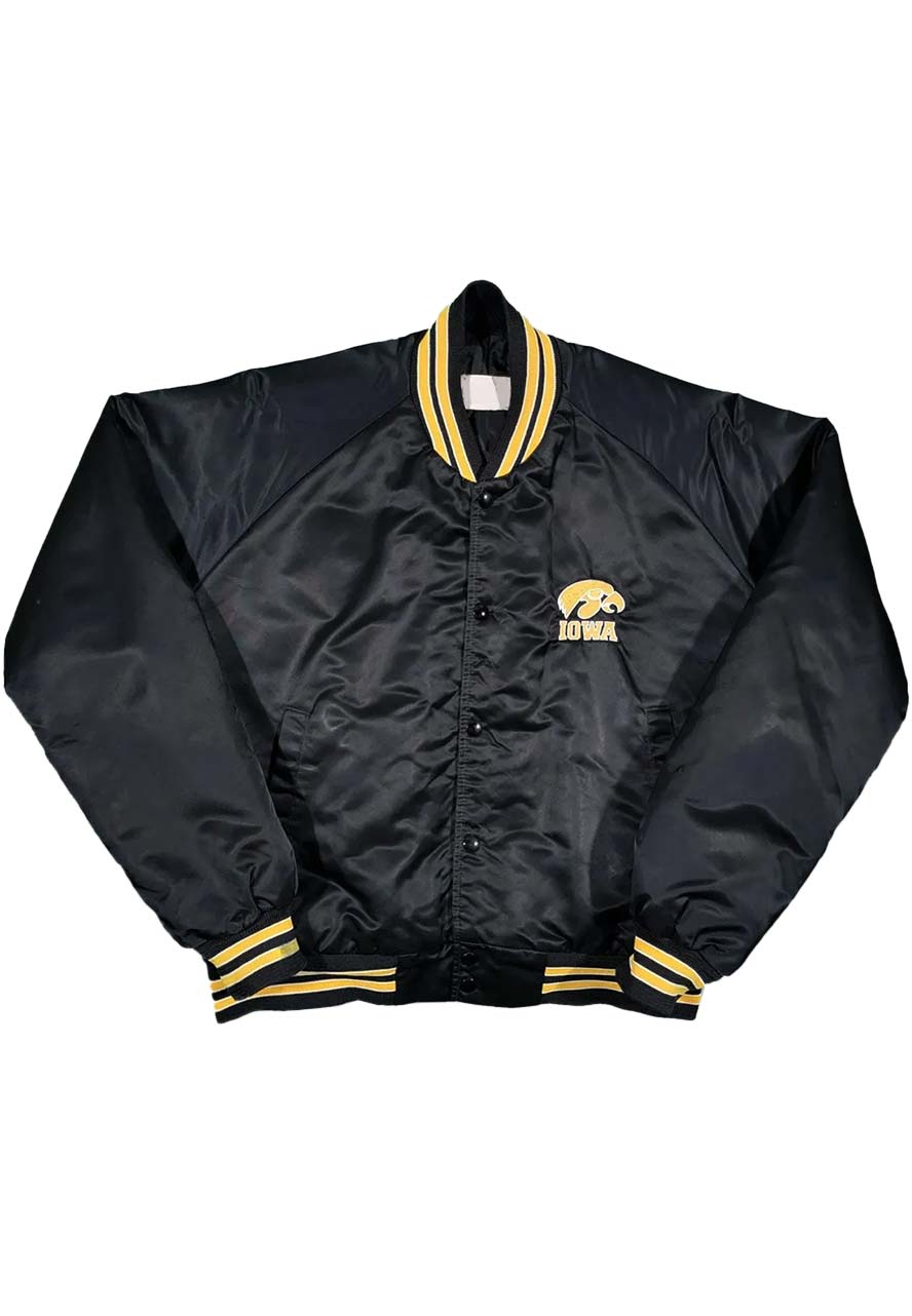 Iowa Hawkeyes 80s Black Satin Jacket Iowa Hawkeyes 80s Black Satin Jacket