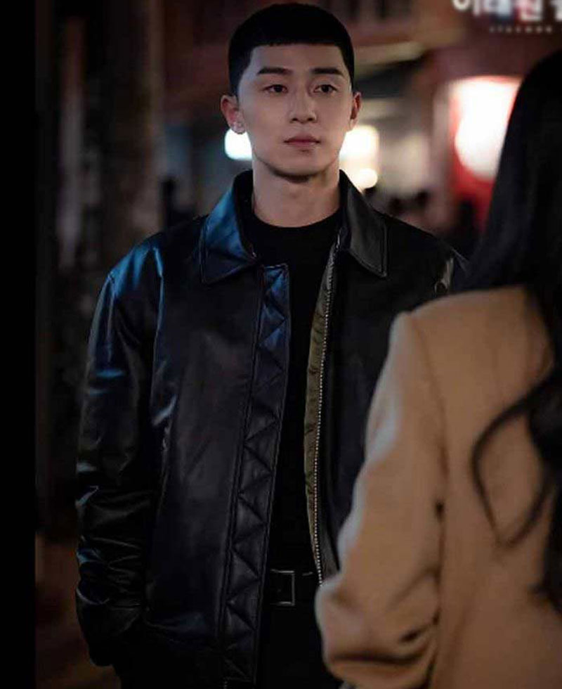 Park Seo Joon Itaewon Class Black Leather Jacket Park Seo Joon Itaewon Class Black Leather Jacket - Image 2