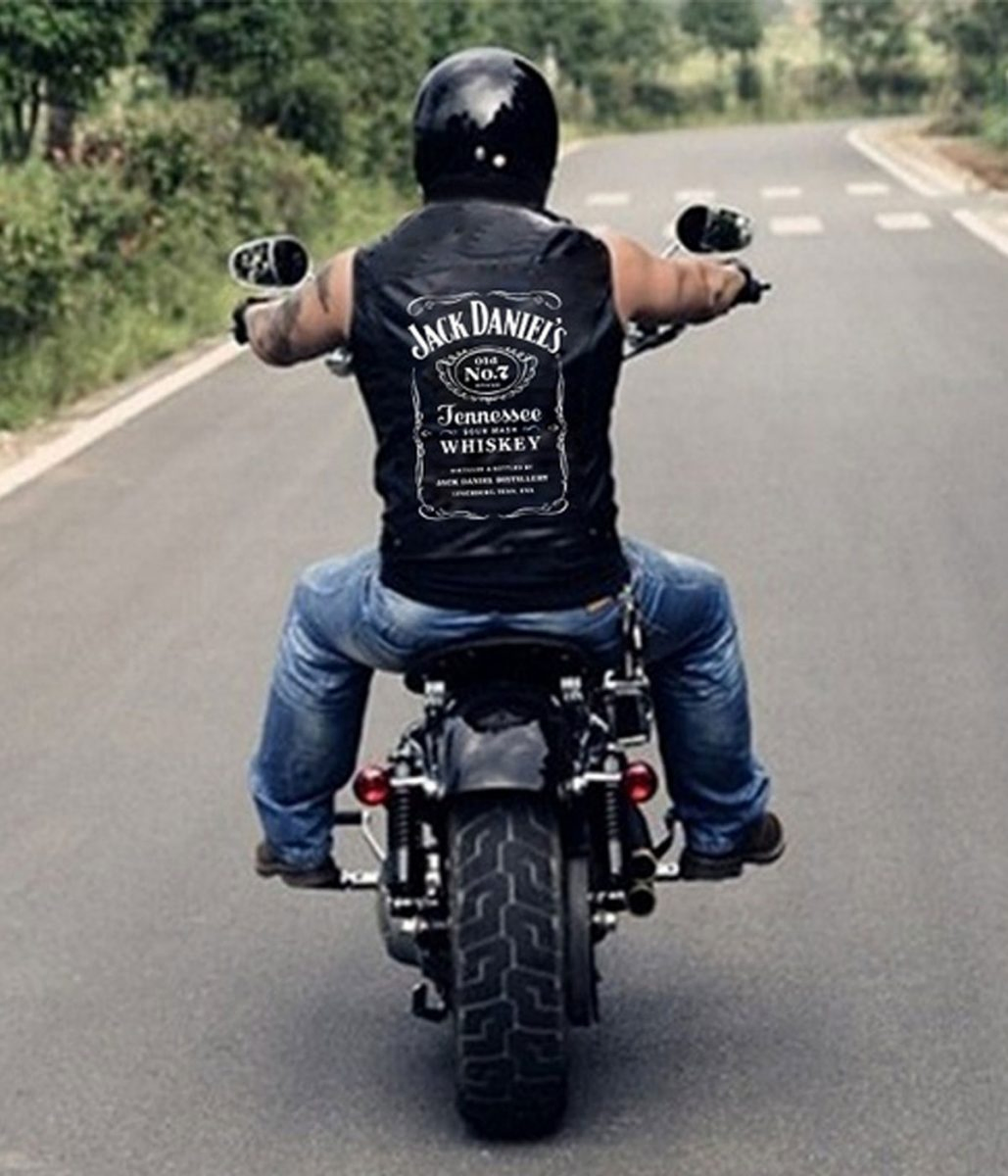 Jack Daniels Black Leather Moto Vest Jack Daniels Black Leather Moto Vest - Image 3