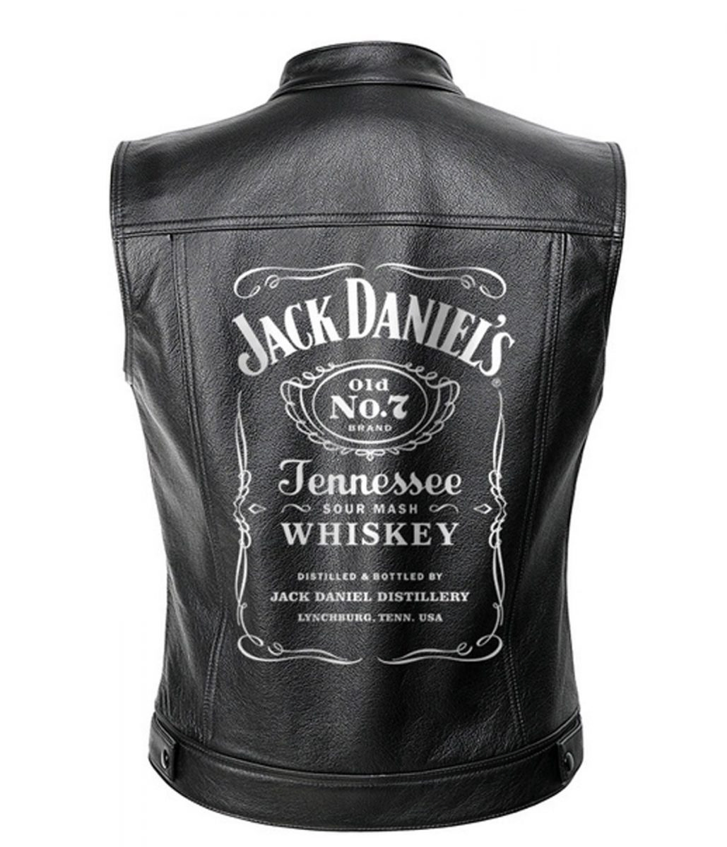 Jack Daniels Black Leather Moto Vest Jack Daniels Black Leather Moto Vest - Image 2
