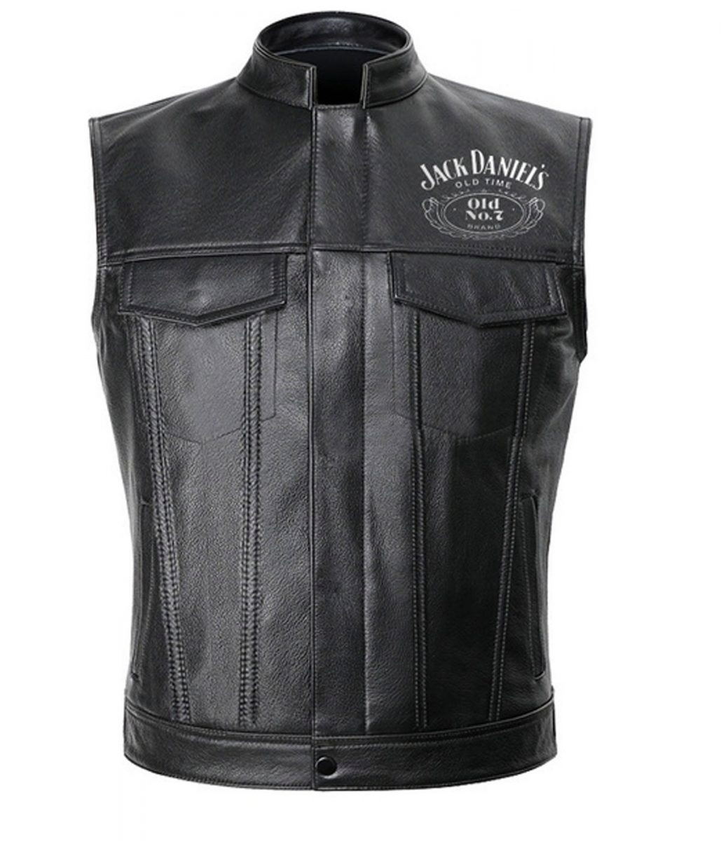 Jack Daniels Black Leather Moto Vest Jack Daniels Black Leather Moto Vest