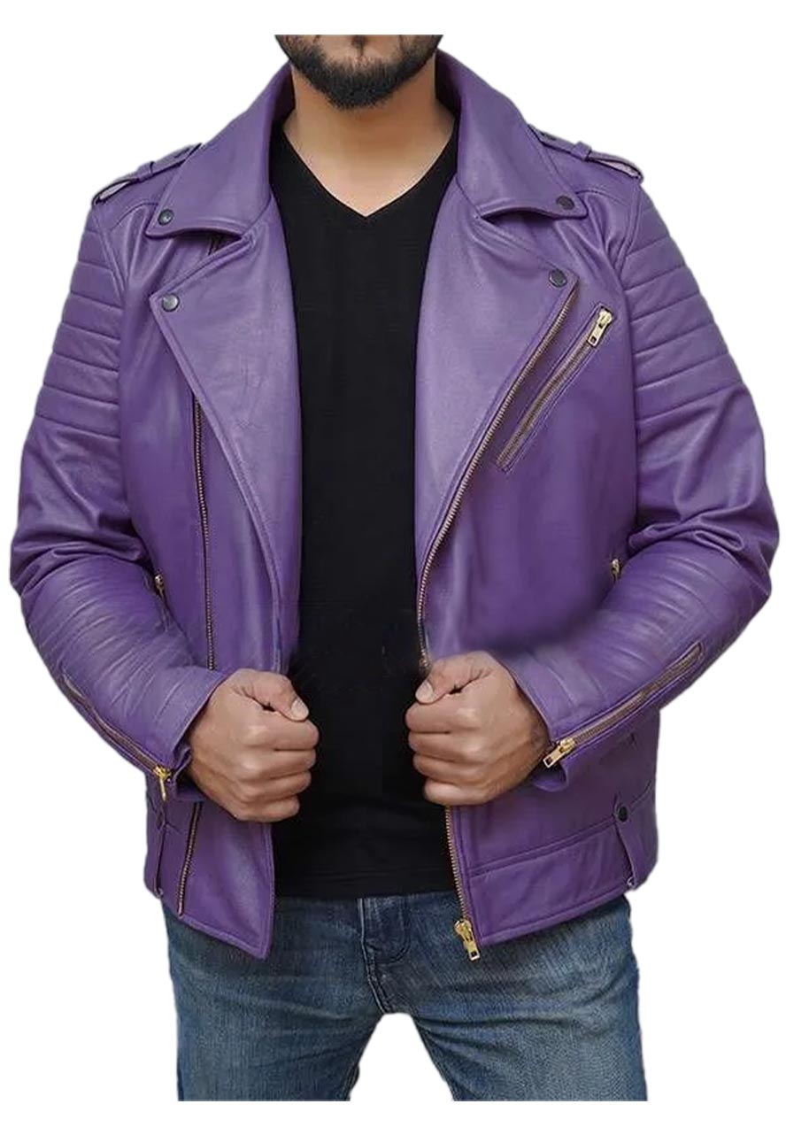 Jalen Hurts Purple Leather Jacket Jalen Hurts Purple Leather Jacket - Image 4