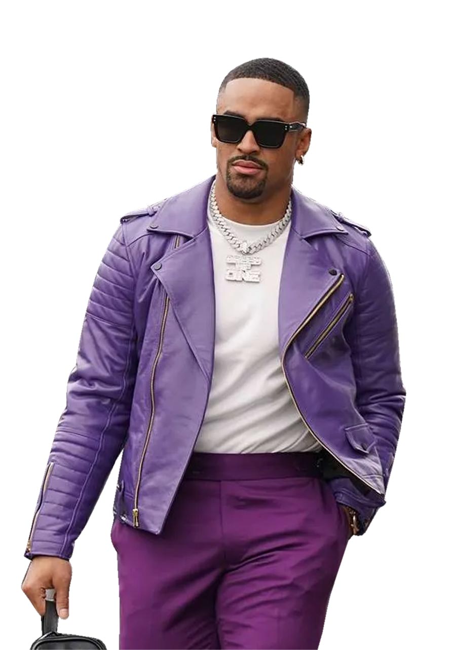 Jalen Hurts Purple Leather Jacket Jalen Hurts Purple Leather Jacket - Image 3