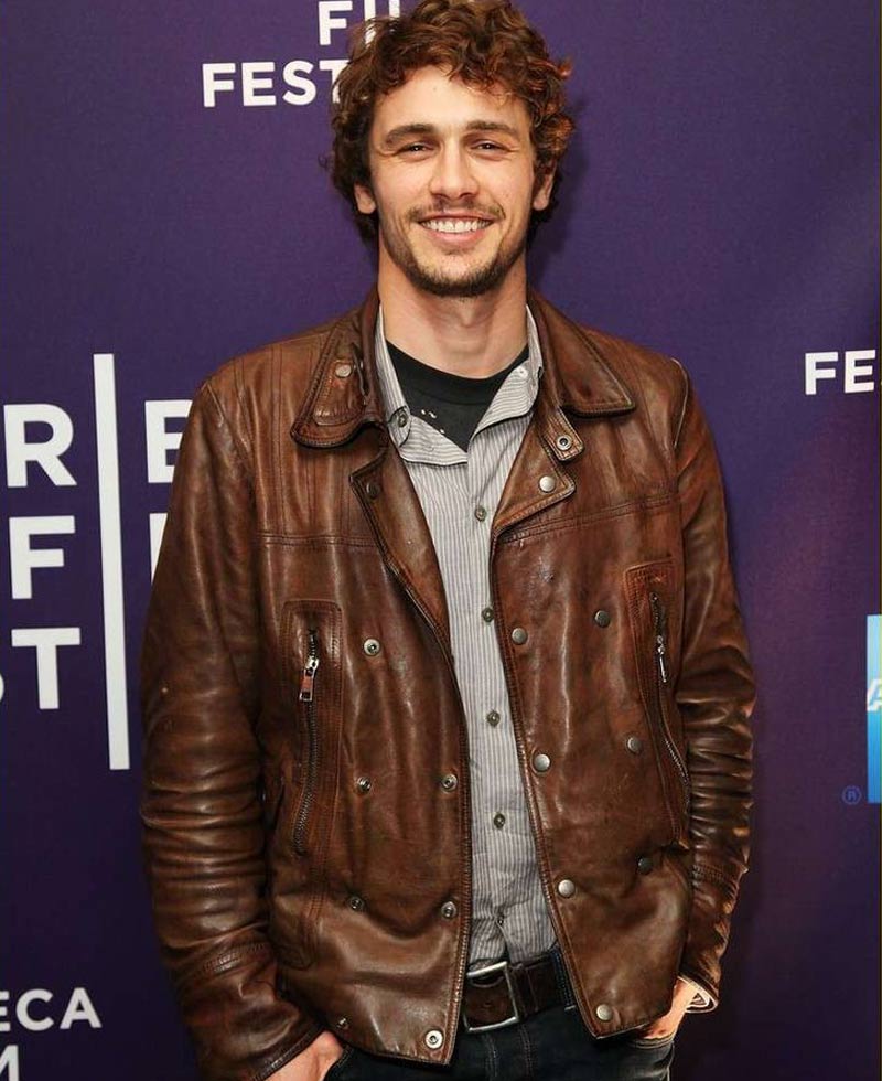 James Franco Motorcycle Distressed Brown Leather Jacket James Franco Motorcycle Distressed Brown Leather Jacket - Image 5