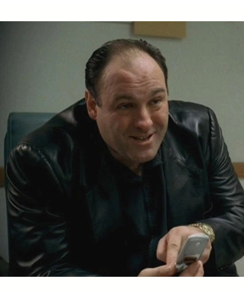 James Gandolfini The Sopranos Black Leather Blazer James Gandolfini The Sopranos Black Leather Blazer - Image 2