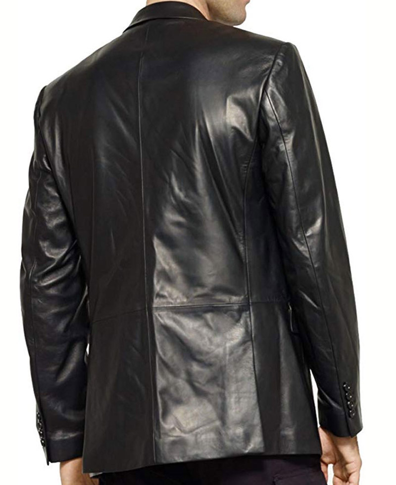 James Gandolfini The Sopranos Black Leather Blazer James Gandolfini The Sopranos Black Leather Blazer - Image 3