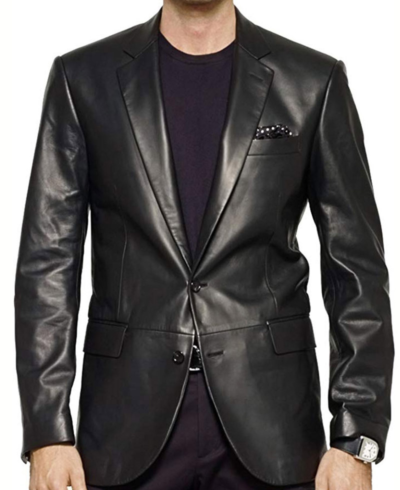 James Gandolfini The Sopranos Black Leather Blazer James Gandolfini The Sopranos Black Leather Blazer