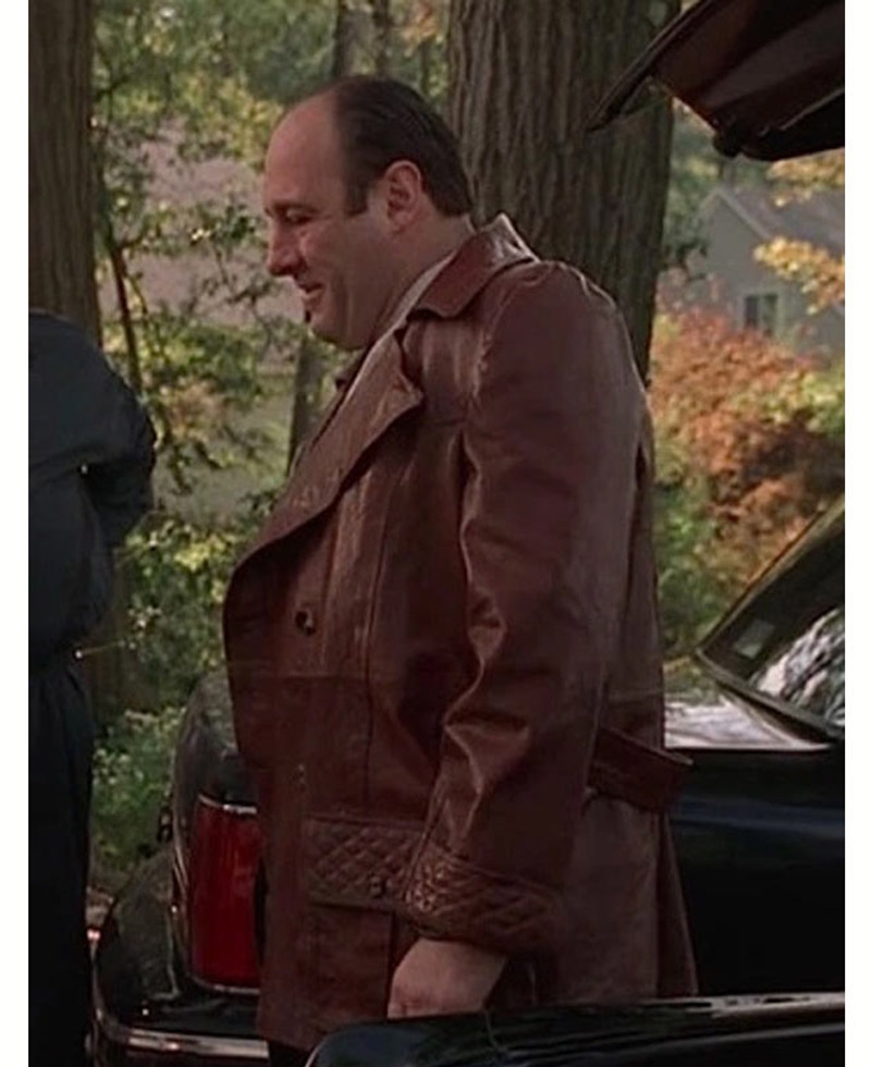 James Gandolfini The Sopranos Brown Leather Coat James Gandolfini The Sopranos Brown Leather Coat - Image 2