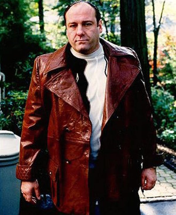 James Gandolfini The Sopranos Brown Leather Coat