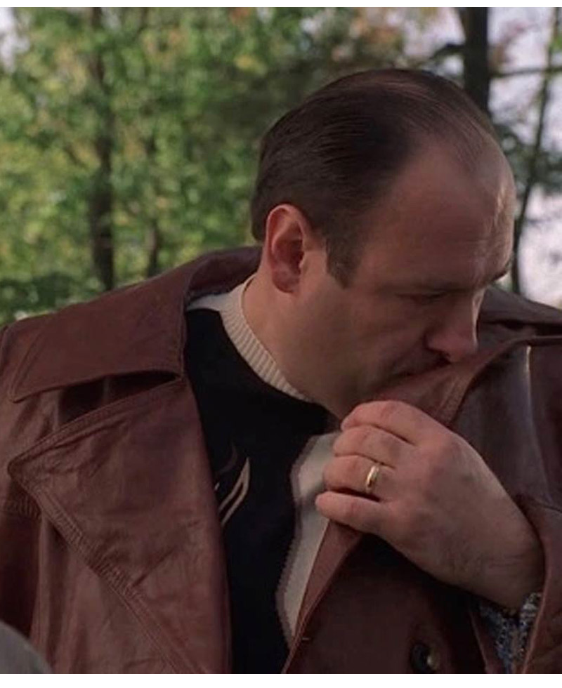 James Gandolfini The Sopranos Brown Leather Coat James Gandolfini The Sopranos Brown Leather Coat - Image 3