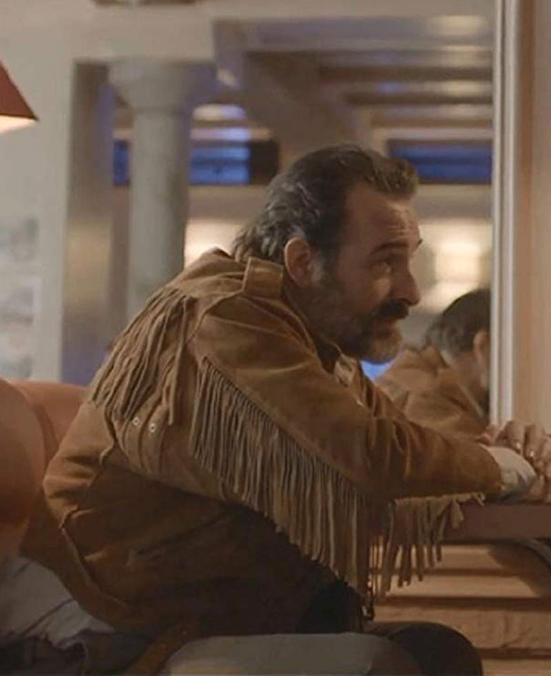 Jean Dujardin Deerskin Brown Fringe Jacket Jean Dujardin Deerskin Brown Fringe Jacket - Image 4