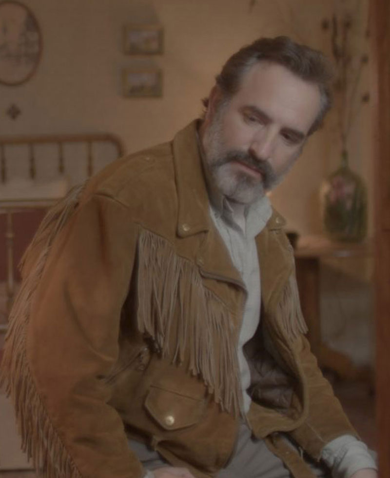 Jean Dujardin Deerskin Brown Fringe Jacket Jean Dujardin Deerskin Brown Fringe Jacket - Image 2