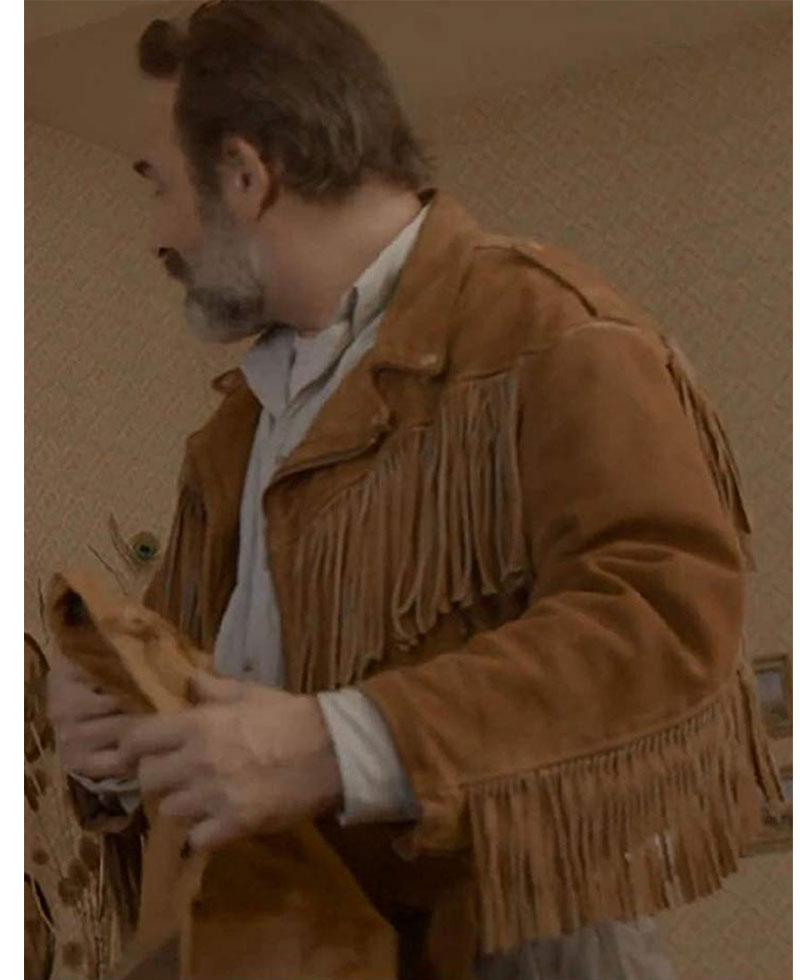 Jean Dujardin Deerskin Brown Fringe Jacket Jean Dujardin Deerskin Brown Fringe Jacket - Image 3