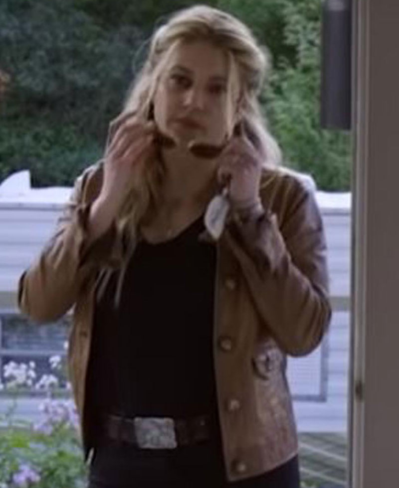 Big Sky Katheryn Winnick Waxed Brown Leather Jacket Big Sky Katheryn Winnick Waxed Brown Leather Jacket - Image 3