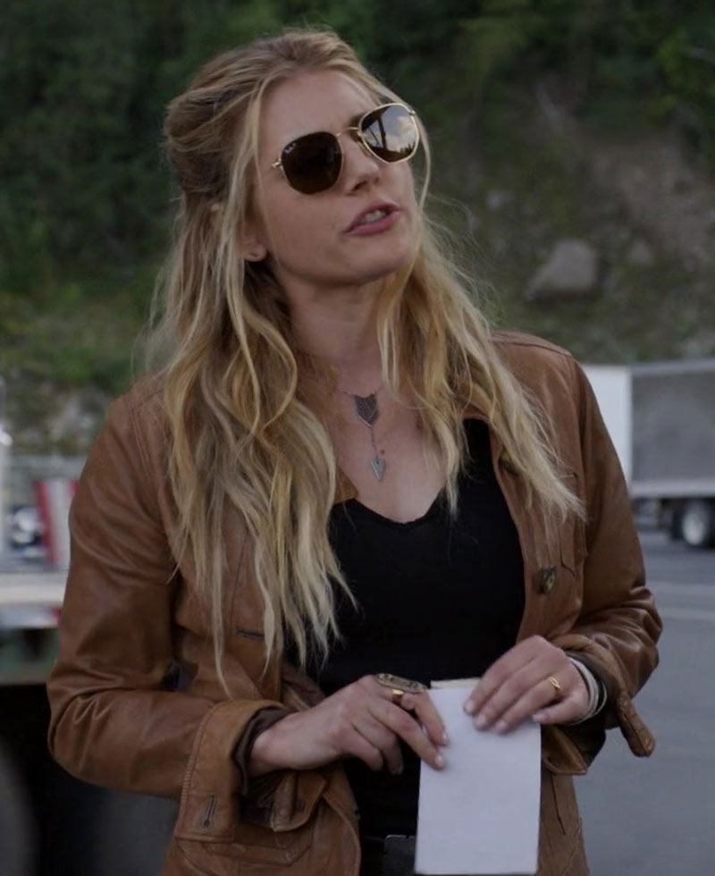 Big Sky Katheryn Winnick Waxed Brown Leather Jacket Big Sky Katheryn Winnick Waxed Brown Leather Jacket - Image 5
