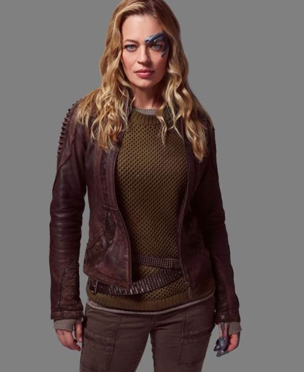 Jeri Ryan Star Trek Picard Brown Leather Jacket