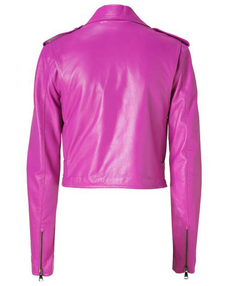 Jessica Alba Hot Pink Leather Jacket Jessica Alba Hot Pink Leather Jacket - Image 2