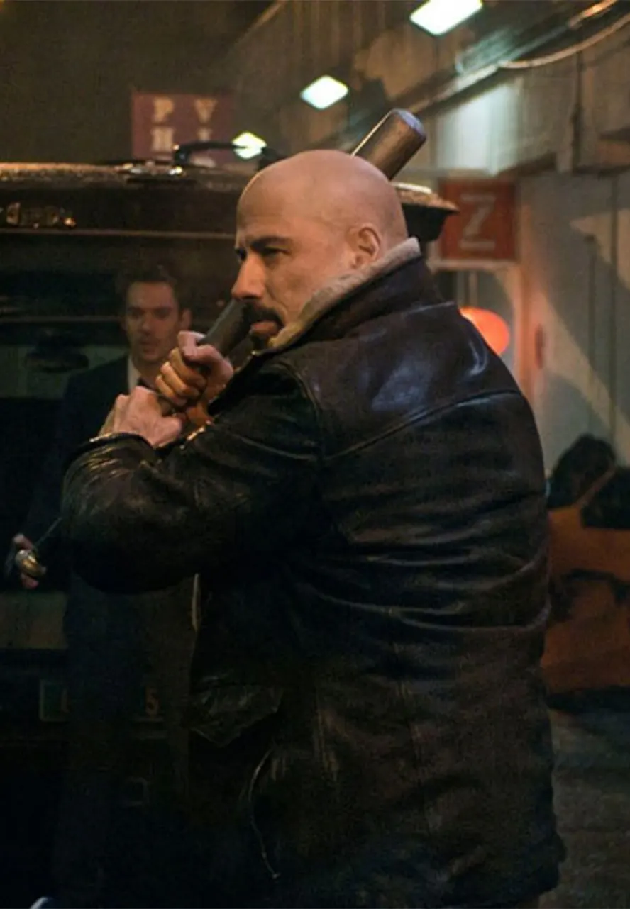 Charlie Wax From Paris With Love John Travolta Leather Jacket from paris with love brown jacket