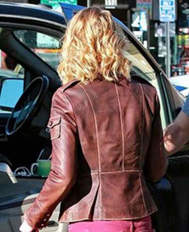 Katherine Heigl Causal Wear Brown Leather Jacket Katherine Heigl Causal Wear Brown Leather Jacket - Image 2