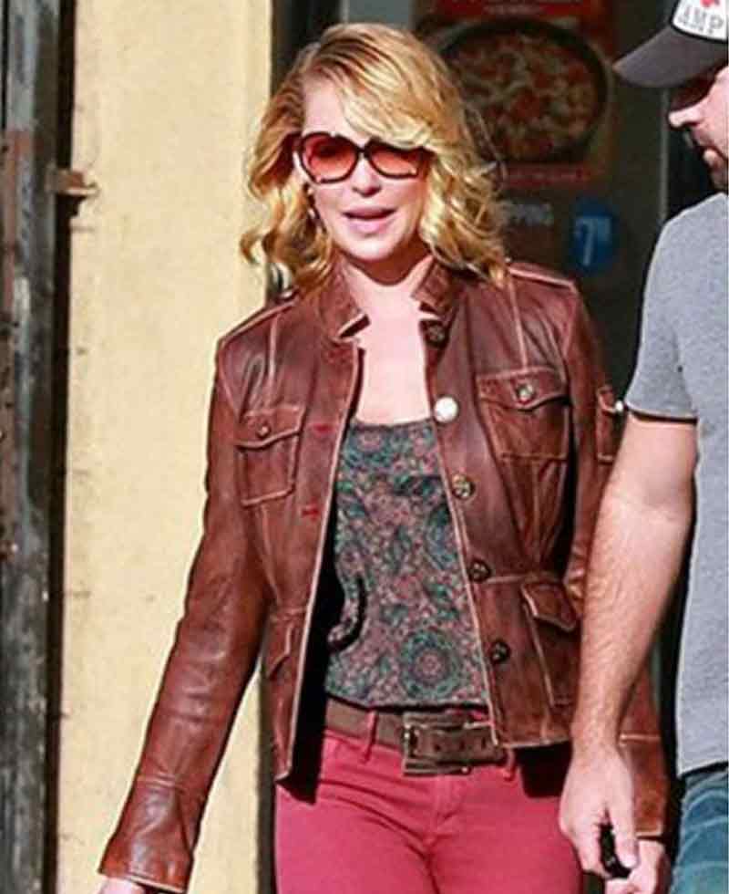Katherine Heigl Causal Wear Brown Leather Jacket Katherine Heigl Causal Wear Brown Leather Jacket - Image 3