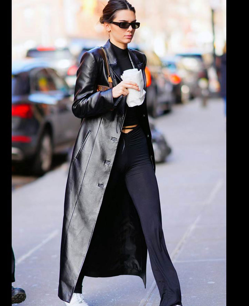 Kendall Nicole Jenner Trench Black Coat Kendall Nicole Jenner Trench Black Coat - Image 2