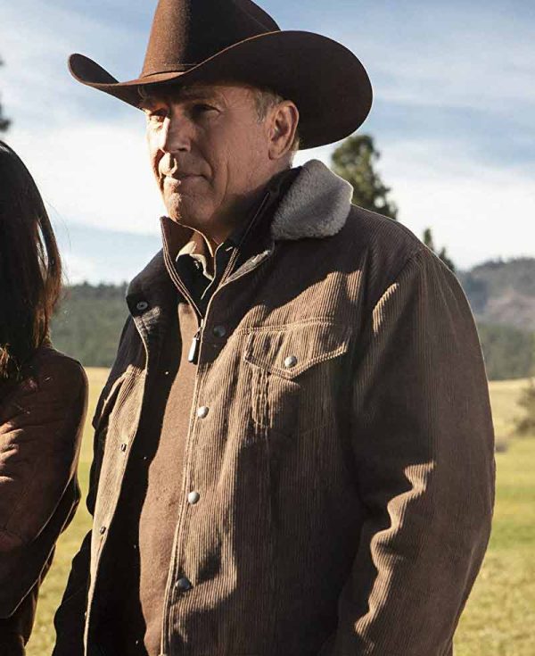 Kevin Costner Yellowstone Brown Corduroy Jacket