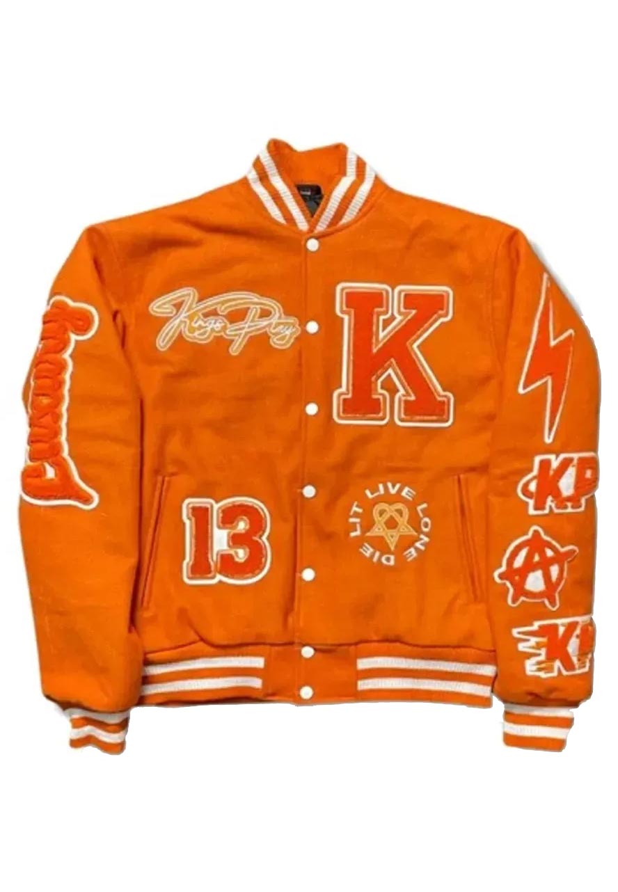 Kingsplay University Orange Varsity Jacket Kingsplay University Orange Varsity Jacket
