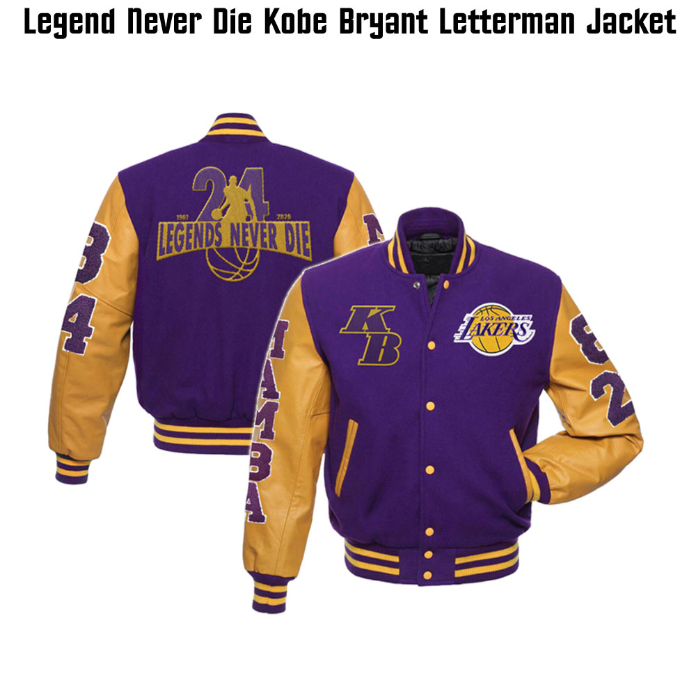 Men's Mamba LA Lakers Legend Never Die Varsity Jacket Men's Mamba LA Lakers Legend Never Die Varsity Jacket - Image 3